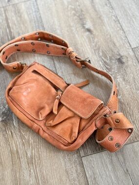 Free People Rust Tan Leather Crossbody Bag